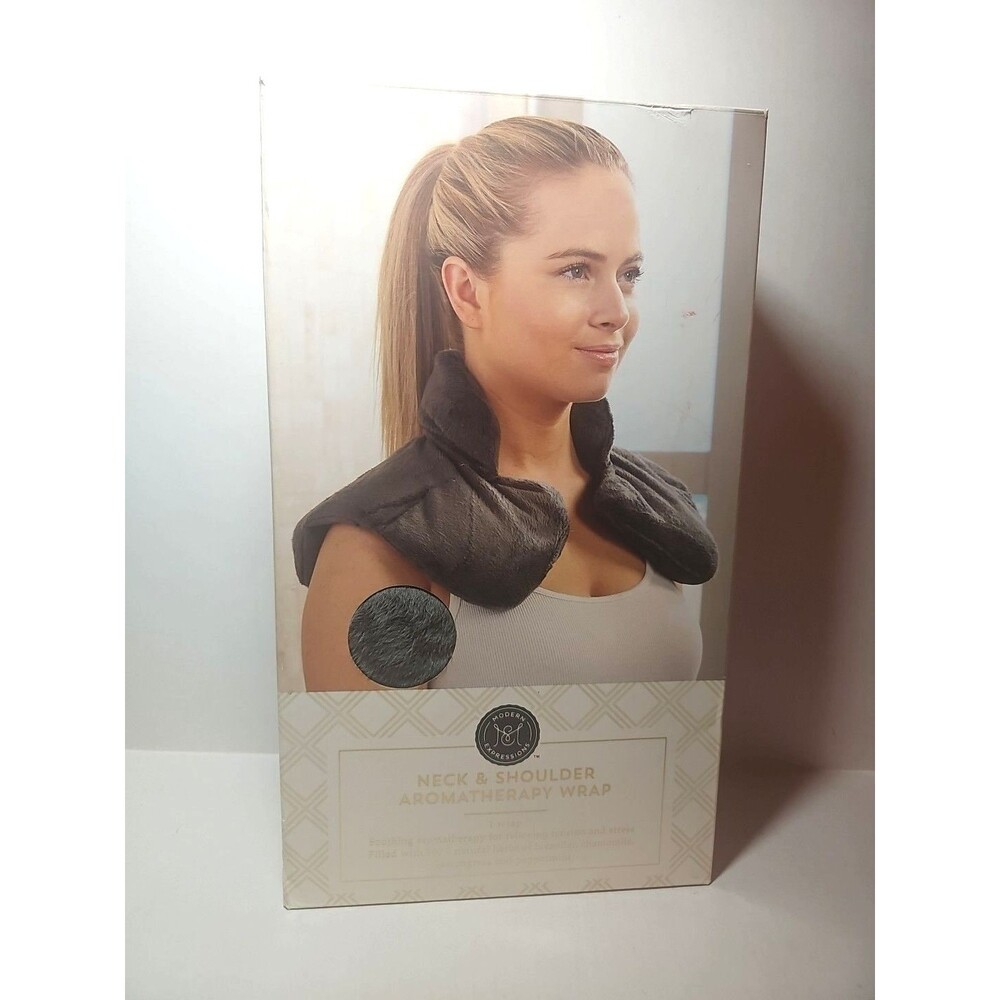 NEW Neck Shoulder Aromatherapy Wrap Soothing Natural Lavender Chamomile Grey NIB